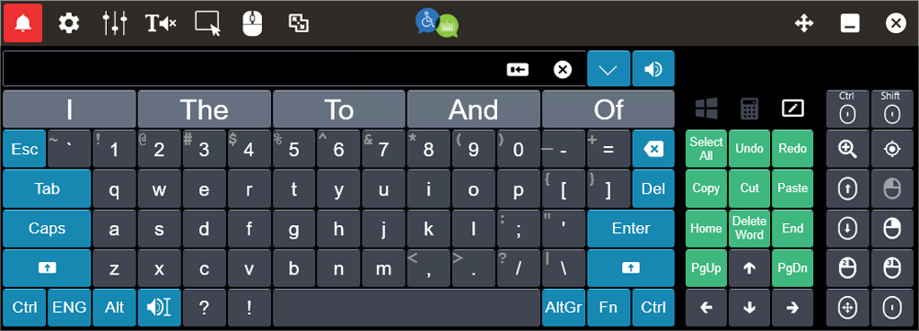 Click2Speak on-screen keyboard interface